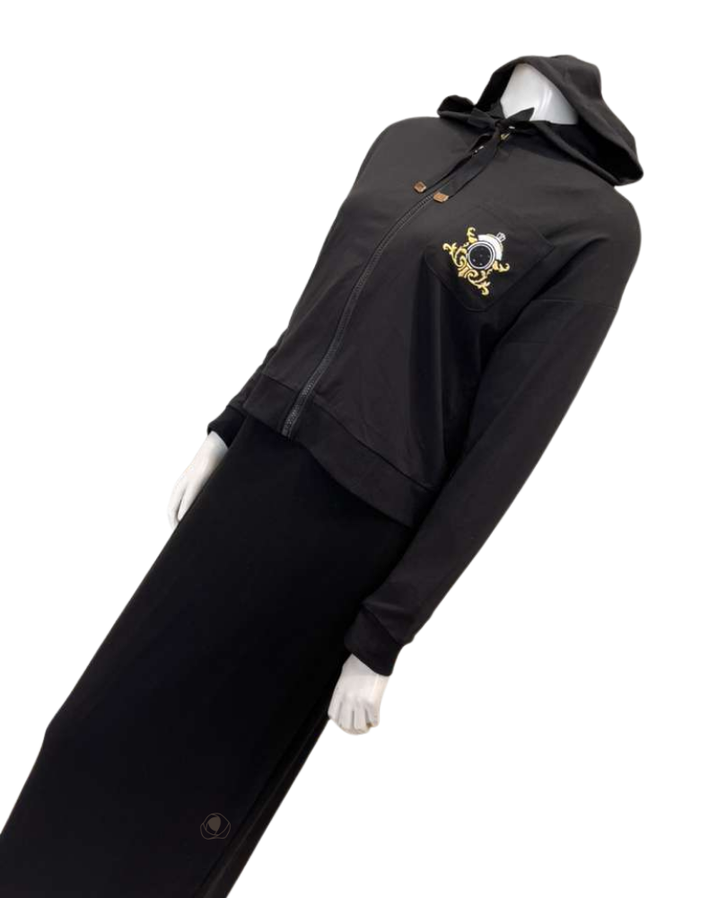 Sparrow Black with Royal Embroidery Zip Up Hoodie Myselflingerie.com