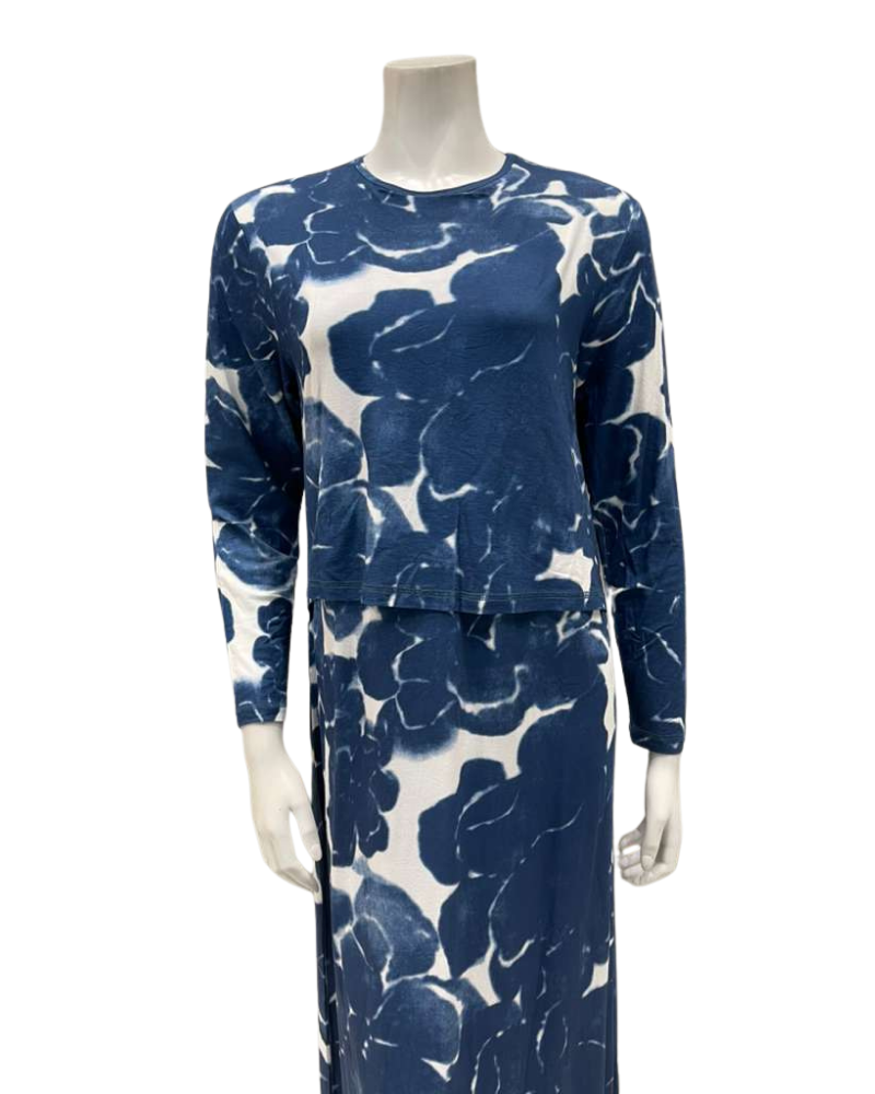 The Star Story 411 Blue Tie Dye Floral Modal Nursing Nightgown Myselflingerie.com