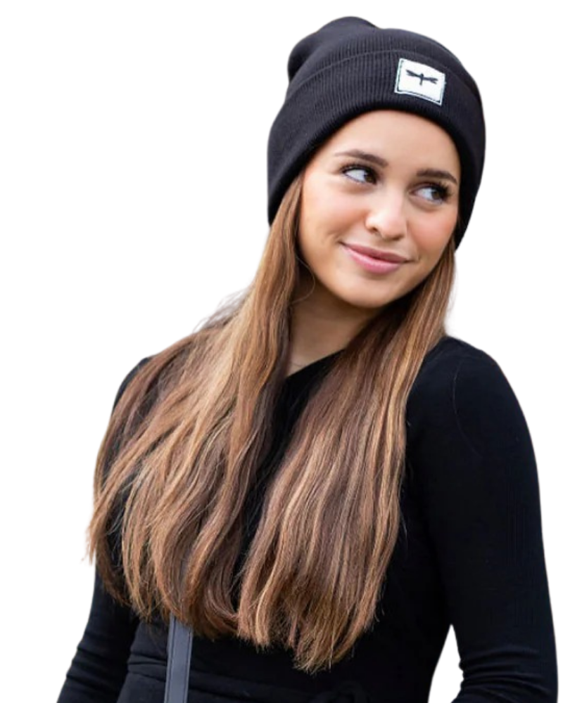 Tal New York TSLBW The Sherpa Logo Black with White Logo Beanie Myselflingerie.com