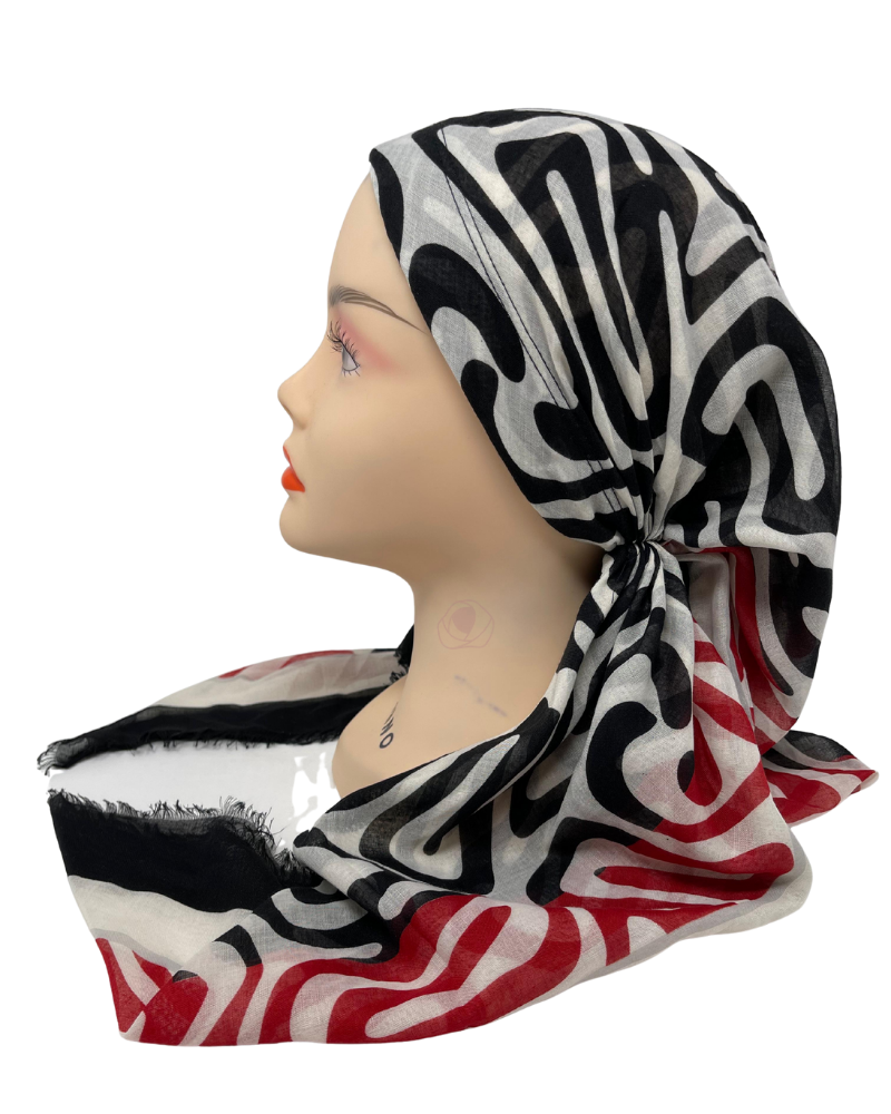 It's Younique OB-ZEB-RDWH Red/White Zebra Print Pre-Tied Open Back Bandanna with Velvet Grip Myselflingerie.com