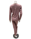Iora Lingerie 25515 Dusty Pink Braided Trim Fleece Lined Pajamas Set Myselflingerie.com