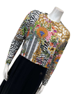 Pen-ky Black with Floral and Chains Print Modal Nursing Nightgown Myselflingerie.com