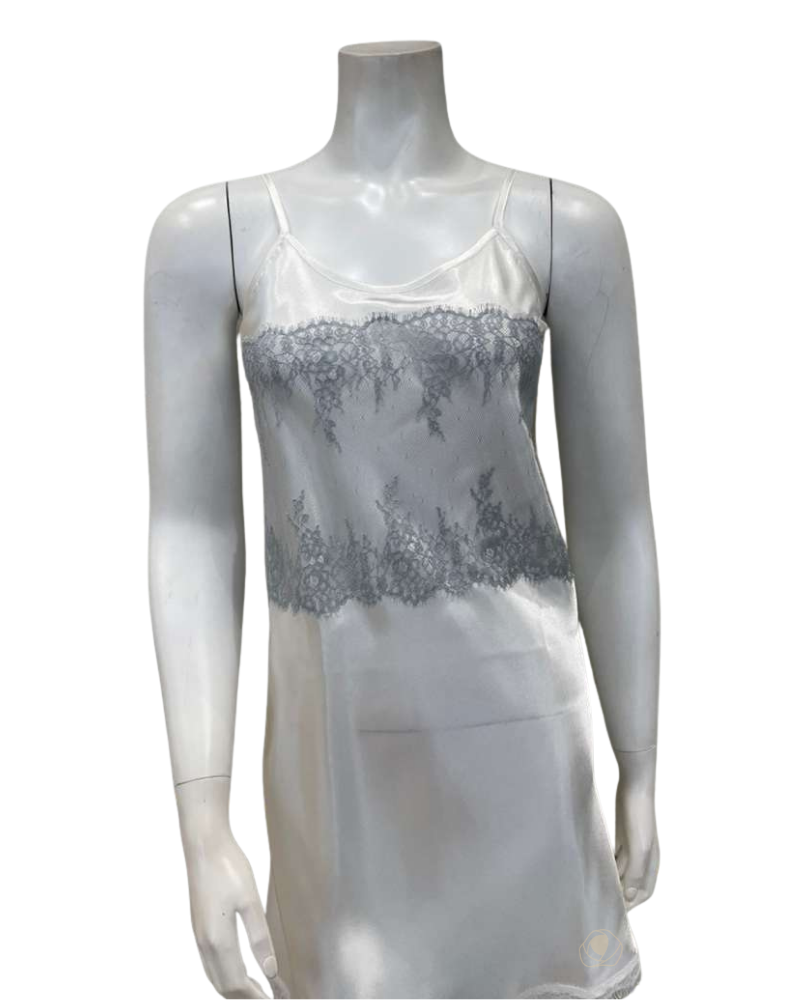 Madeleine Fig CLAIRE Ivory Satin Chemise & Peignoir Set Myselflingerie.com
