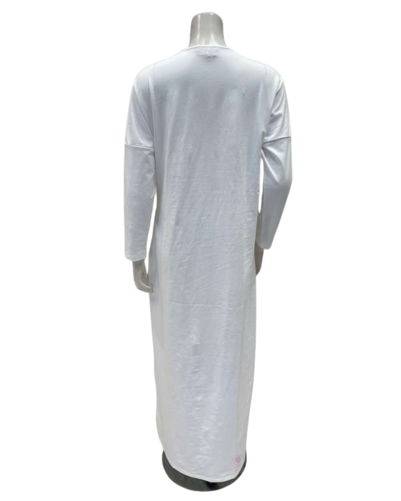 Chicolli White Debossed Nursing Cotton Nightgown