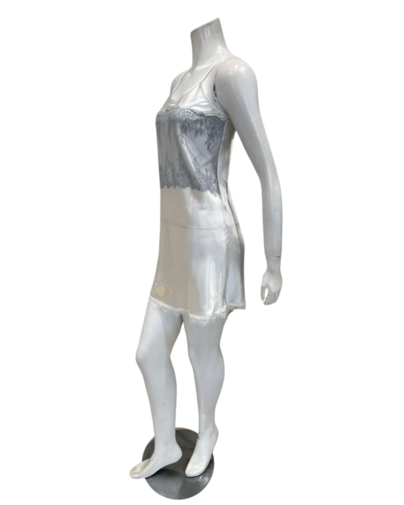 Madeleine Fig CLAIRE Ivory Satin Chemise & Peignoir Set Myselflingerie.com