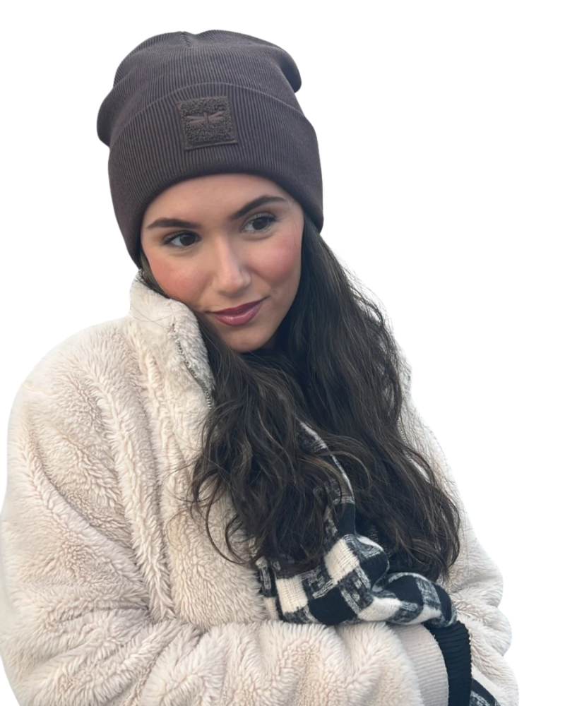 Tal New York TSLDC The Sherpa Logo Dark Chocolate Beanie Myselflingerie.com