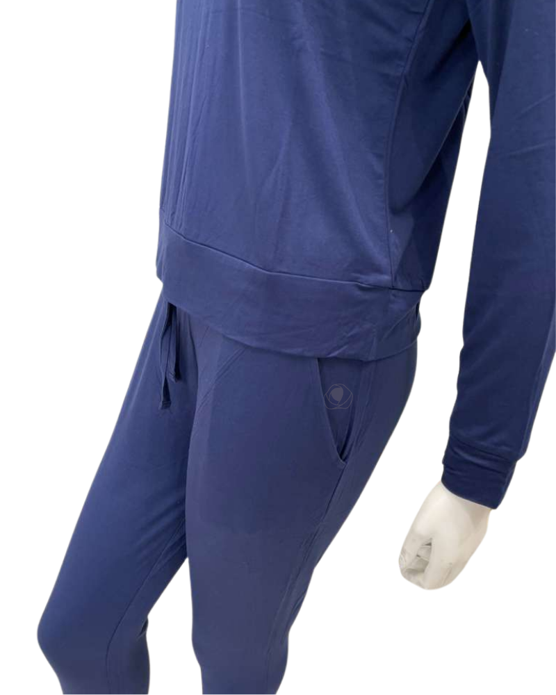 Aspen Dream BLSB + BBP Navy Miley Long Sleeve Top & Joggers Bamboo Pajamas Set Myselflingerie.com