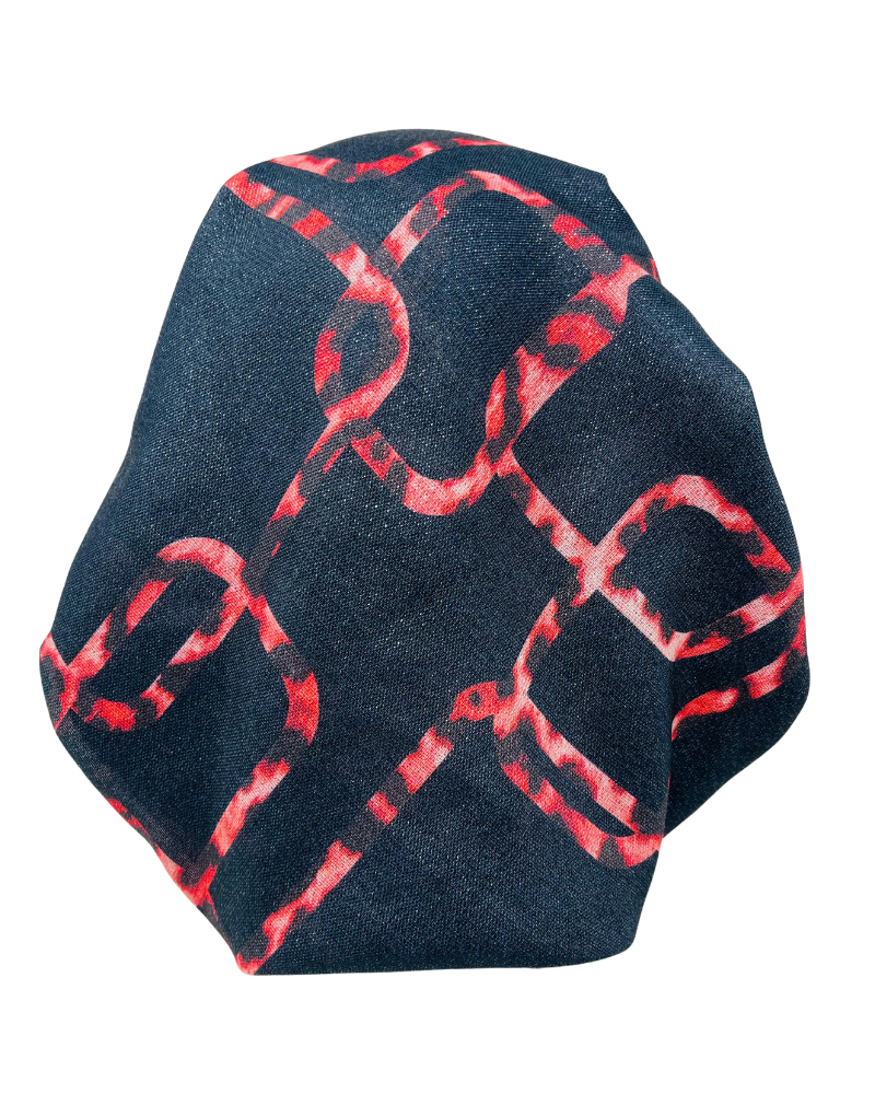 It's Younique PP-GEOAN-RD Red Geometrical Animal Stripe Shimmer Pre-Tied Bandanna with Velvet Grip Myselflingerie.com