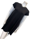 Jackie O'Loungewear NS-S/S-BLK Black V Neck Lace Short Sleeves Modal Nightshirt Myselflingerie.com