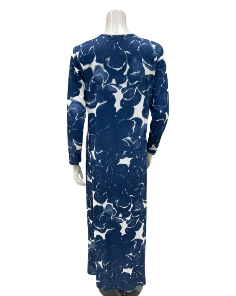 The Star Story 411 Blue Tie Dye Floral Modal Nursing Nightgown Myselflingerie.com