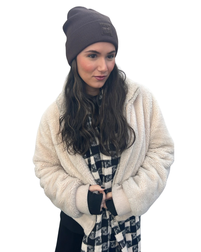 Tal New York TSLDC The Sherpa Logo Dark Chocolate Beanie Myselflingerie.com