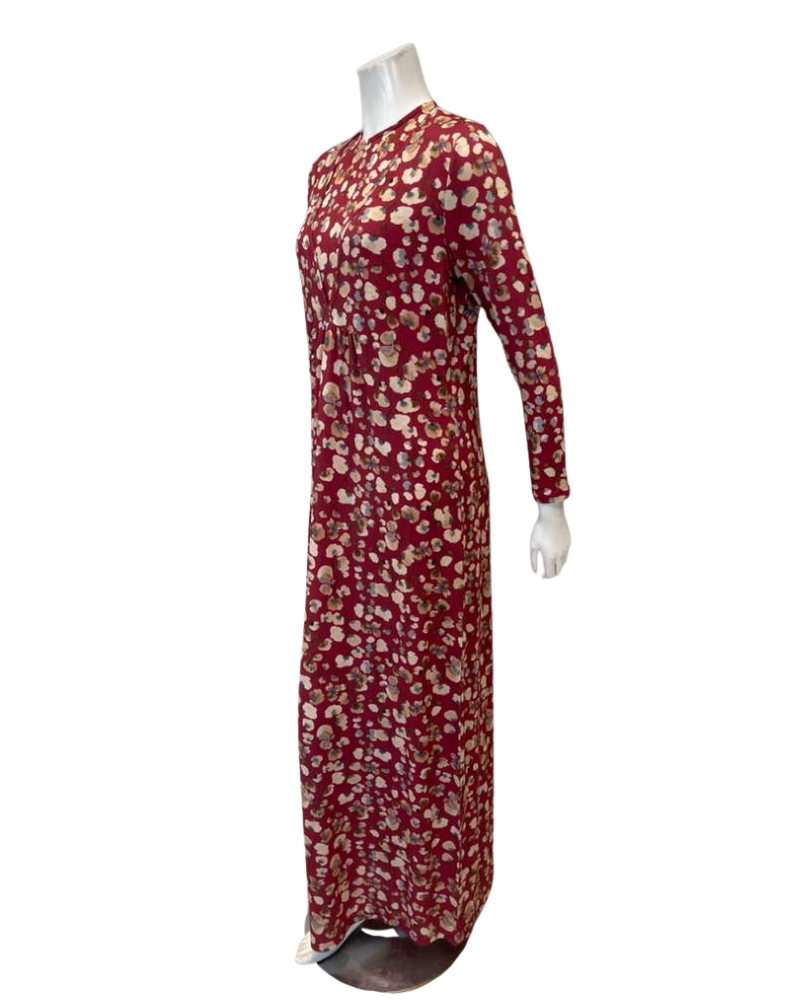Lunderbeck N5234 Burgundy Dust of Petals Modal Versatile Nursing Nightgown Myselflingerie.com