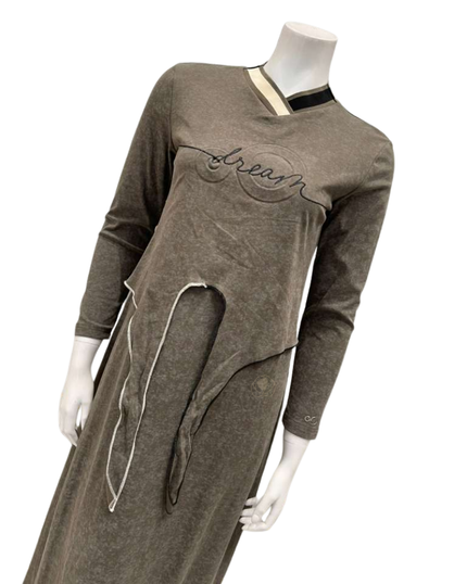 Mega Dreams 357563 Olive Green with Black OO Dream Modal Nursing Nightgown Myselflingerie.com