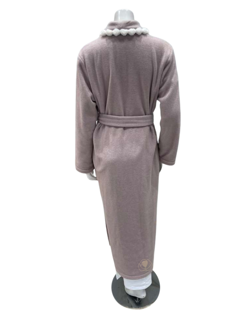 Iora Lingerie 25612C Dusty Mauve Pom Pom Trim Wrap Robe Myselflingerie.com