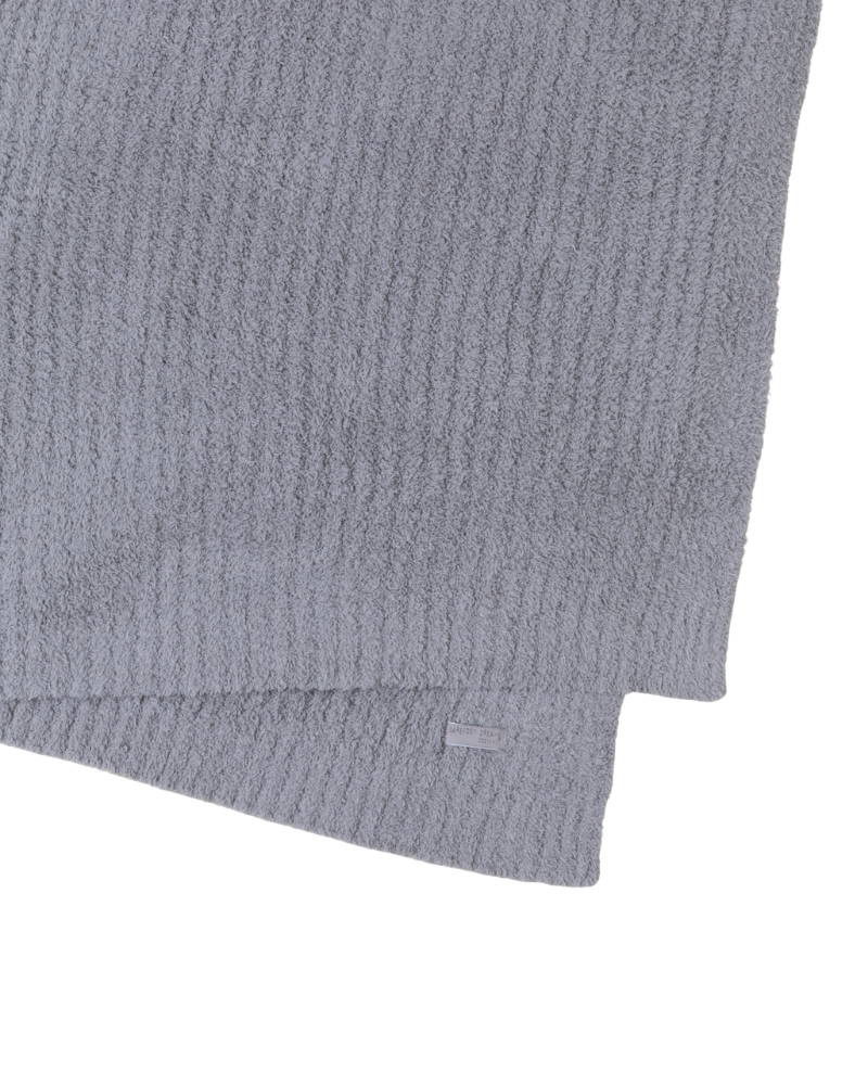 Barefoot Dreams B542 Dove Grey CozyChic Ribbed Throw Myselflingerie.com