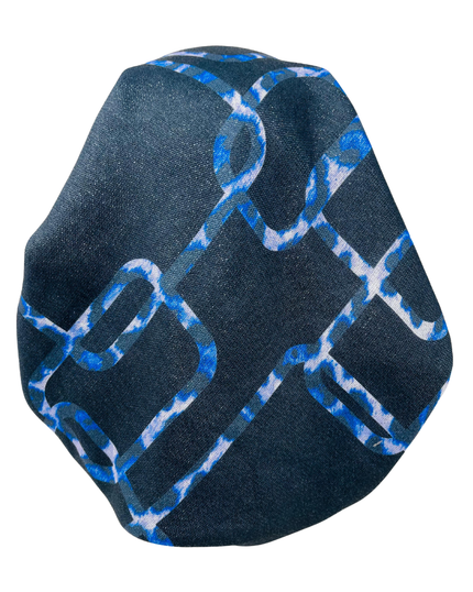 It's Younique PP-GEOAN-BL Blue Geometrical Animal Stripe Shimmer Pre-Tied Bandanna with Velvet Grip Myselflingerie.com