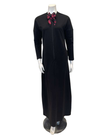Chicolli LR6091 Black Scarf Front Zip Morning Robe Lounger Myselflingerie.com