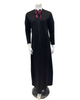 Chicolli LR6091 Black Scarf Front Zip Morning Robe Lounger Myselflingerie.com
