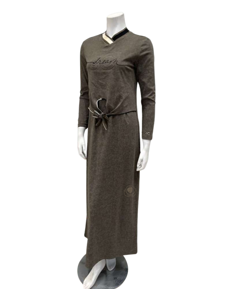 Mega Dreams 357563 Olive Green with Black OO Dream Modal Nursing Nightgown Myselflingerie.com