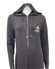 Sparrow Black with Royal Embroidery Zip Up Jersey Lounger Morning Robe Myselflingerie.com