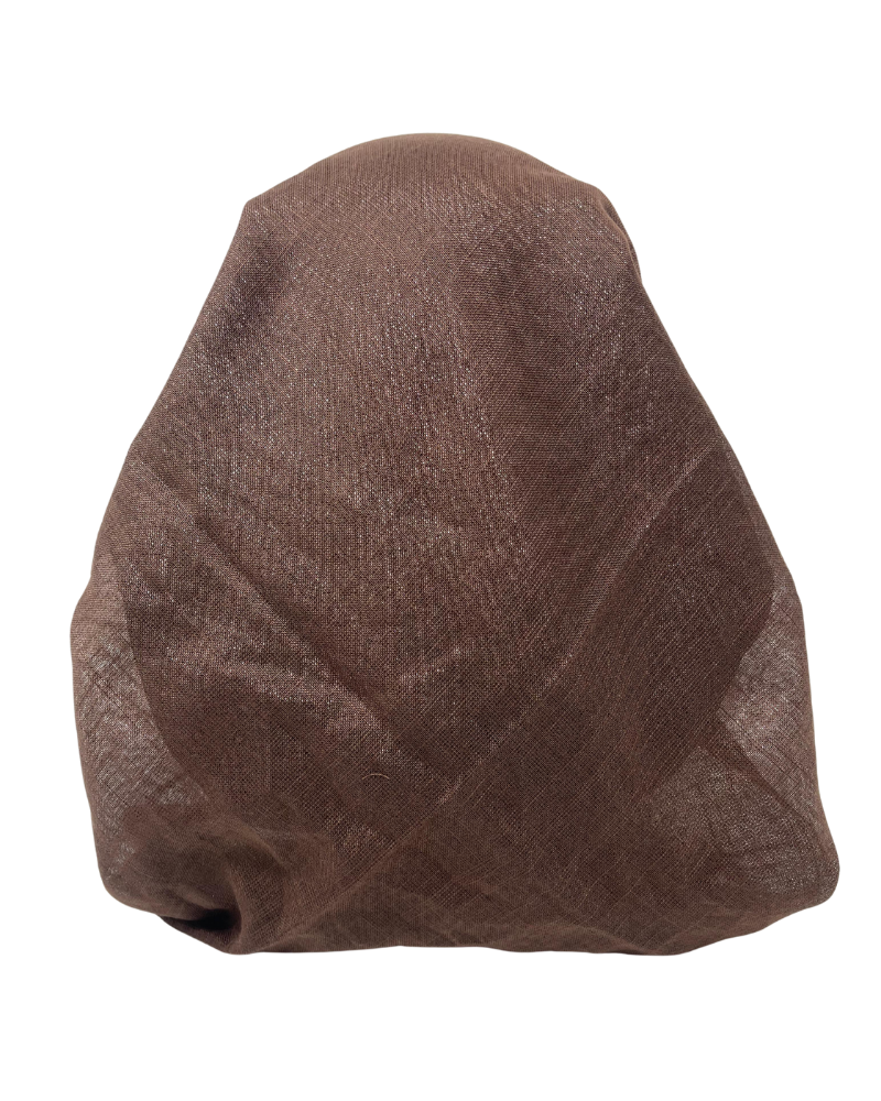 It's Younique OB-SHIM-BR Solid Brown Shimmer Pre-Tied Open Back Bandanna with Velvet Grip Myselflingerie.com