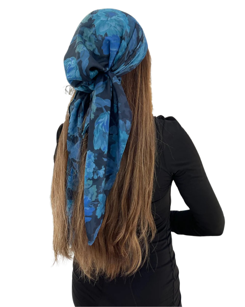 Scarf Bar Royal Sapphire Rose Square Scarf with Invisible Grip Myselflingerie.com