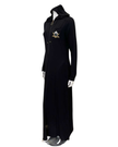 Sparrow Black with Royal Embroidery Zip Up Jersey Lounger Morning Robe Myselflingerie.com