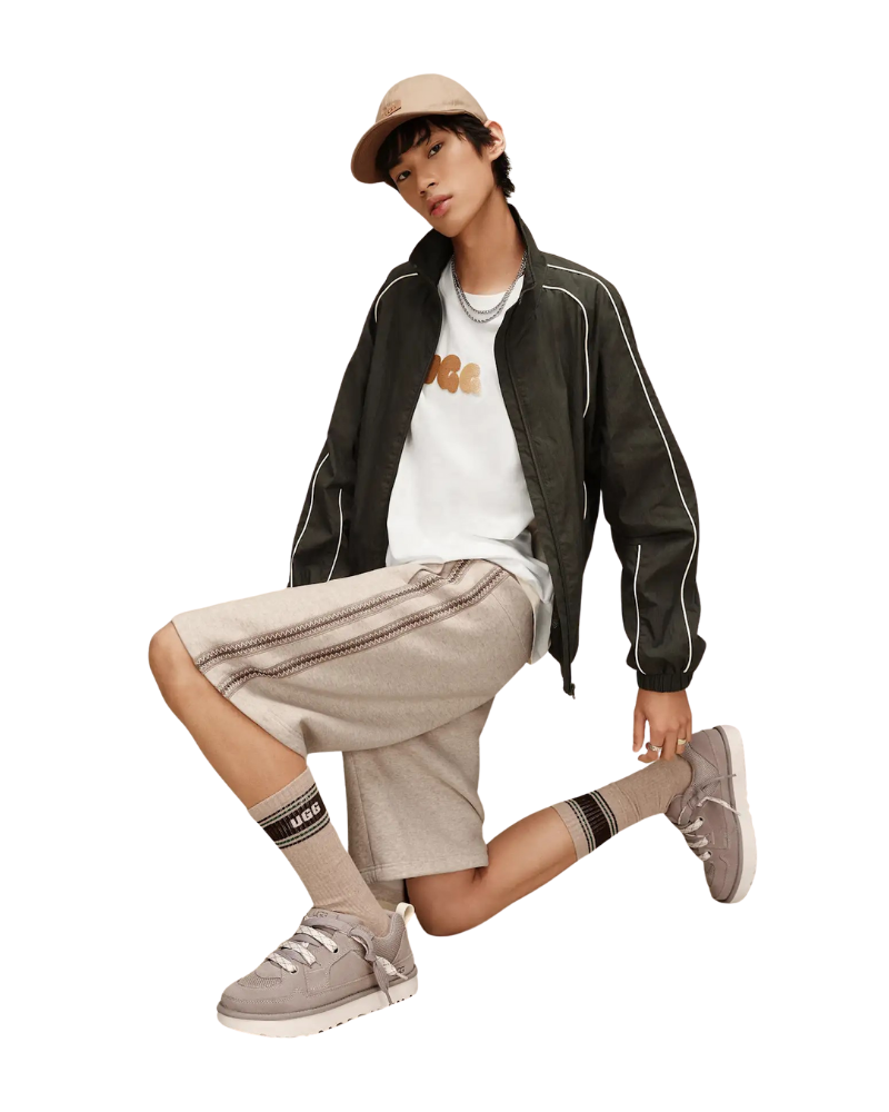 UGG 1176831 Sand Heather/Woodland Josias Varsity Crew Socks Myselflingerie.com