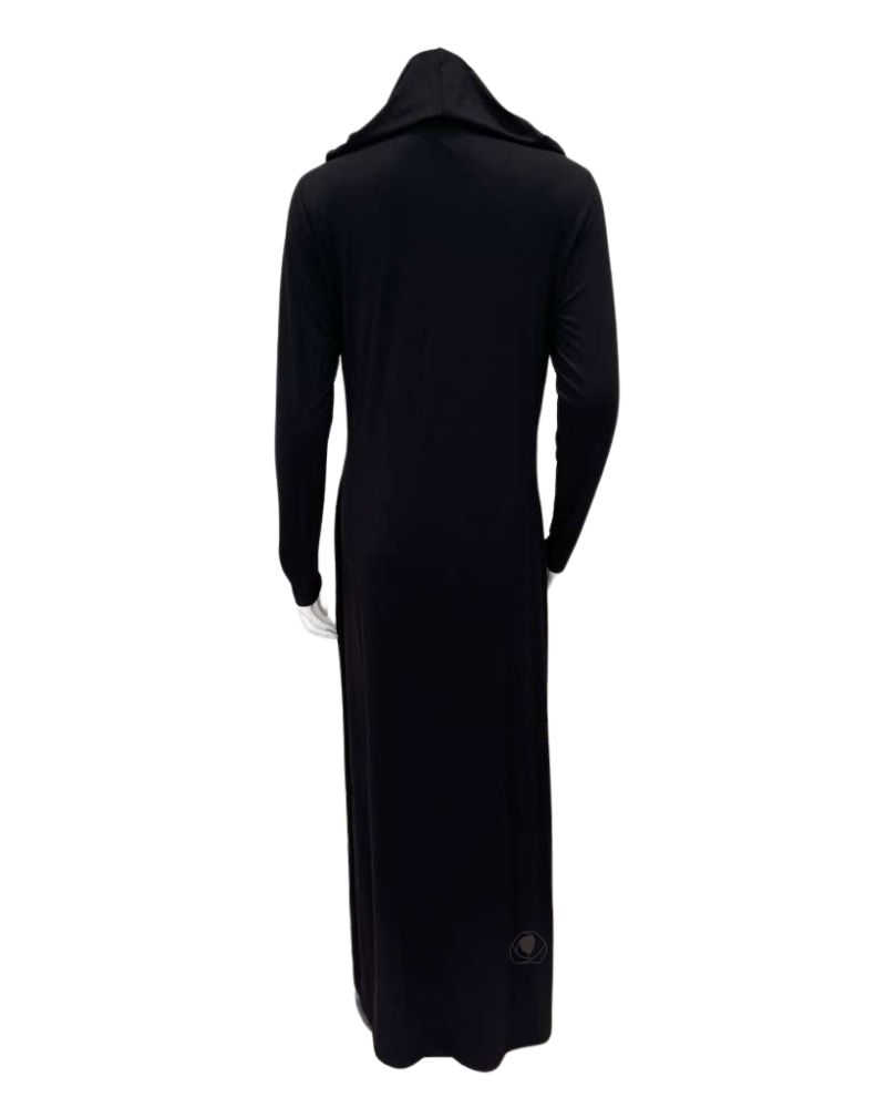 Sparrow Black with Royal Embroidery Zip Up Jersey Lounger Morning Robe Myselflingerie.com