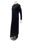 Chicolli LR6091 Black Scarf Front Zip Morning Robe Lounger Myselflingerie.com