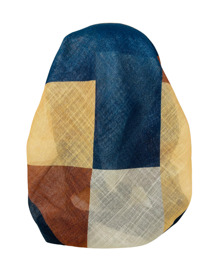 It's Younique OB-PATCH-NY Yellow/Navy Patchwork Shimmer Pre-Tied Open Back Bandanna with Velvet Grip Myselflingerie.com