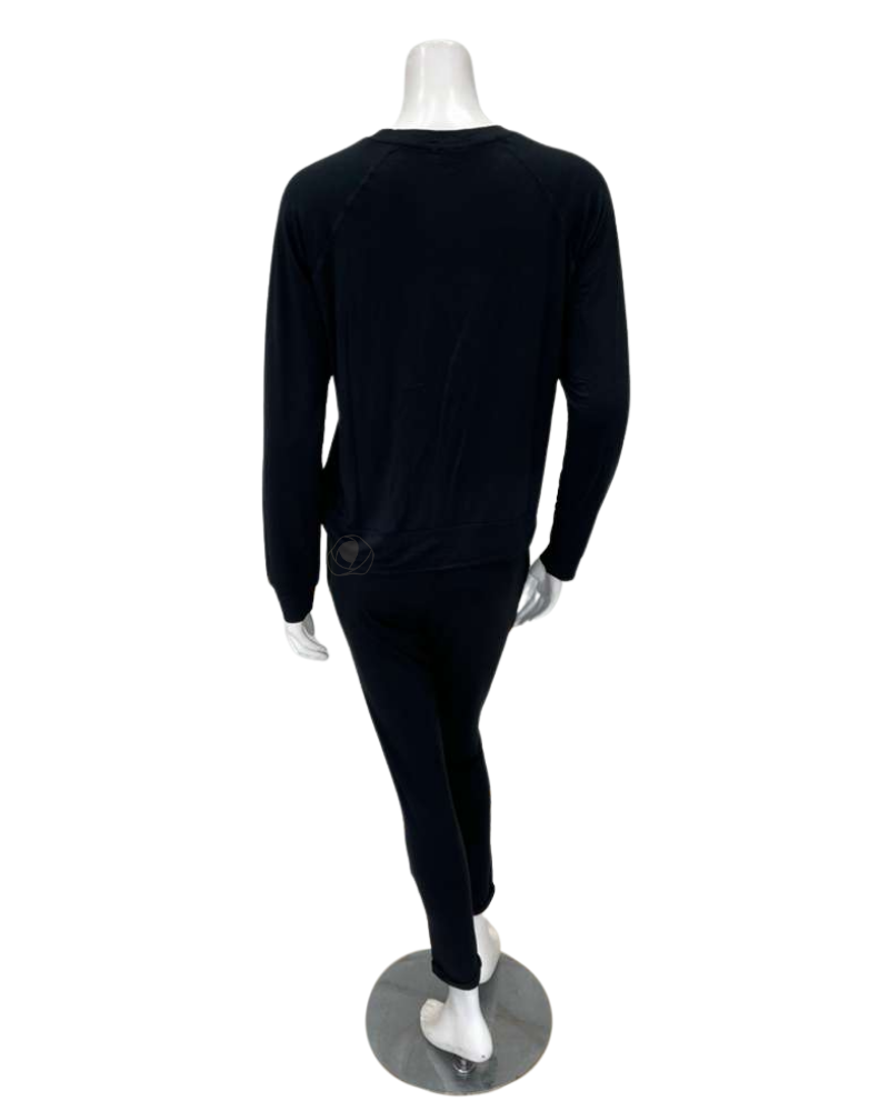 Aspen Dream BLSB + BBP Black Miley Long Sleeve Top & Joggers Bamboo Pajamas Set Myselflingerie.com