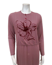 Plush PM N5136-B Brick Ivory Magenta Flora Outlined Cotton Nursing Nightgown Myselflingerie.com
