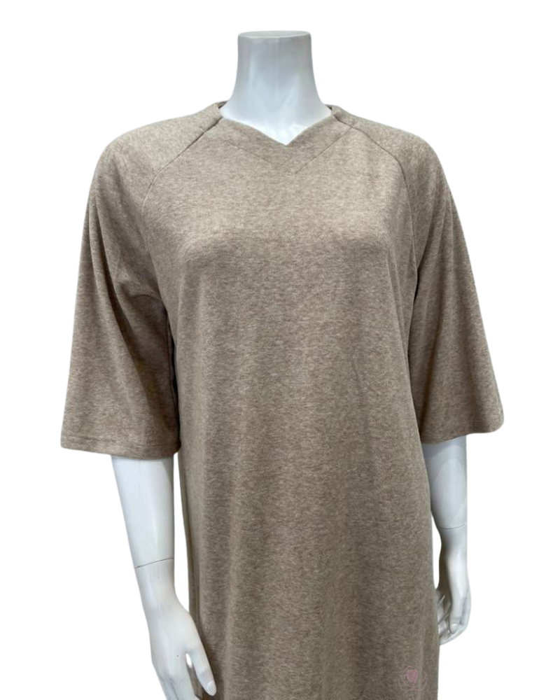 Jackie O'Loungewear CVRUP-TN Tan Pull on Terry Lounger Myselflingerie.com