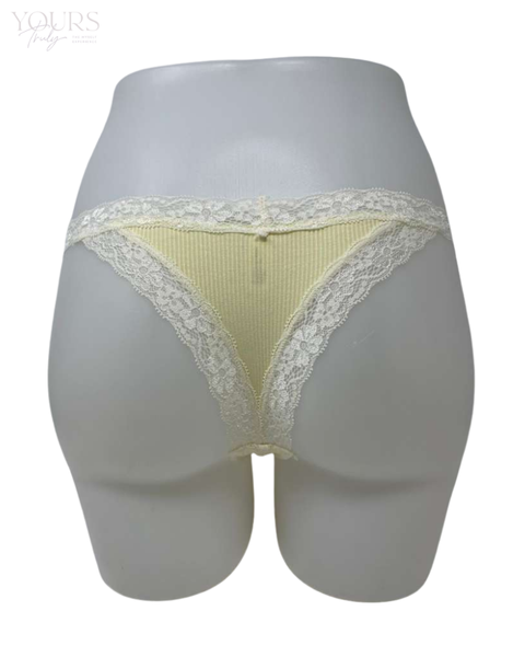 Love Libby T266 Flan Rib Modal Thong With Contrast Lace Myselflingerie.com