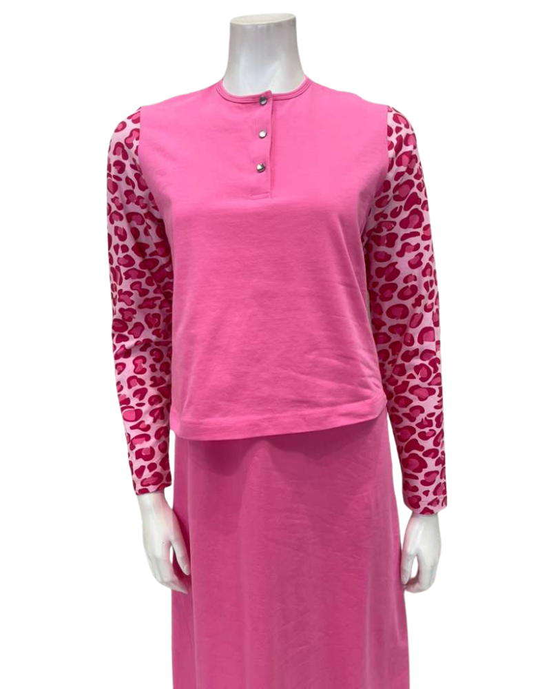 Nico Italy AP1833PK Pink Leopard Print Cotton Nursing Nightgown Myselflingerie.com