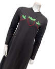 Angelice Black Strawberry Design V Neck Pull On Cotton Blend Teen Nightgown Myselflingerie.com
