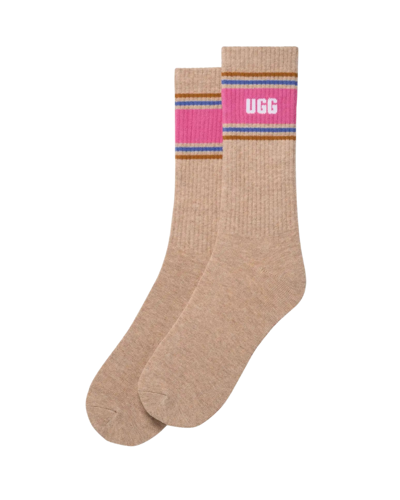 UGG 1176830 Sand Heather/ Woodviolet Jedlyn Varsity Crew Socks Myselflingerie.com