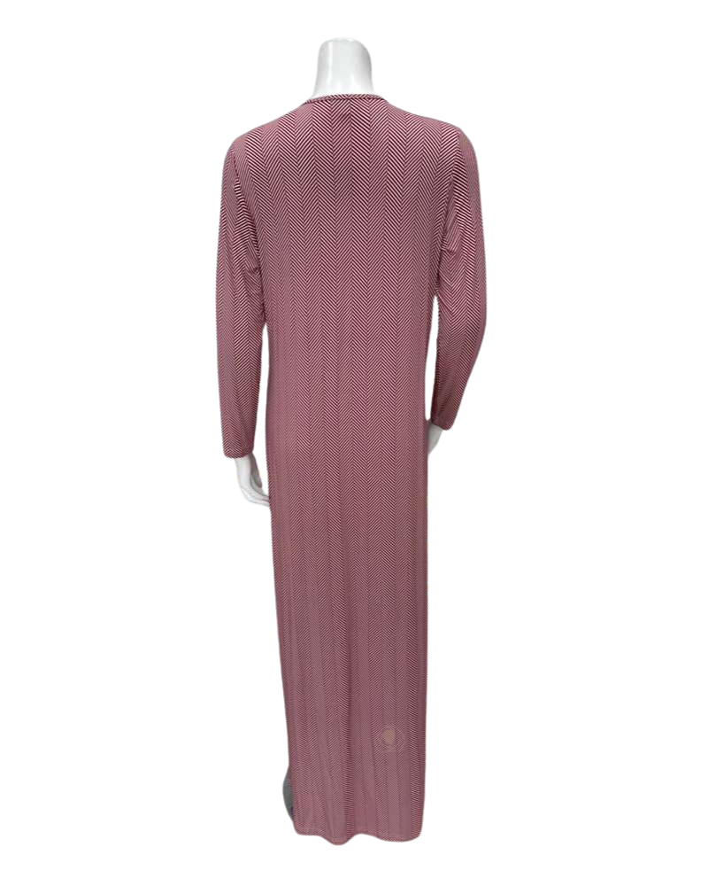 Plush PM N5136-B Brick Ivory Magenta Flora Outlined Cotton Nursing Nightgown Myselflingerie.com