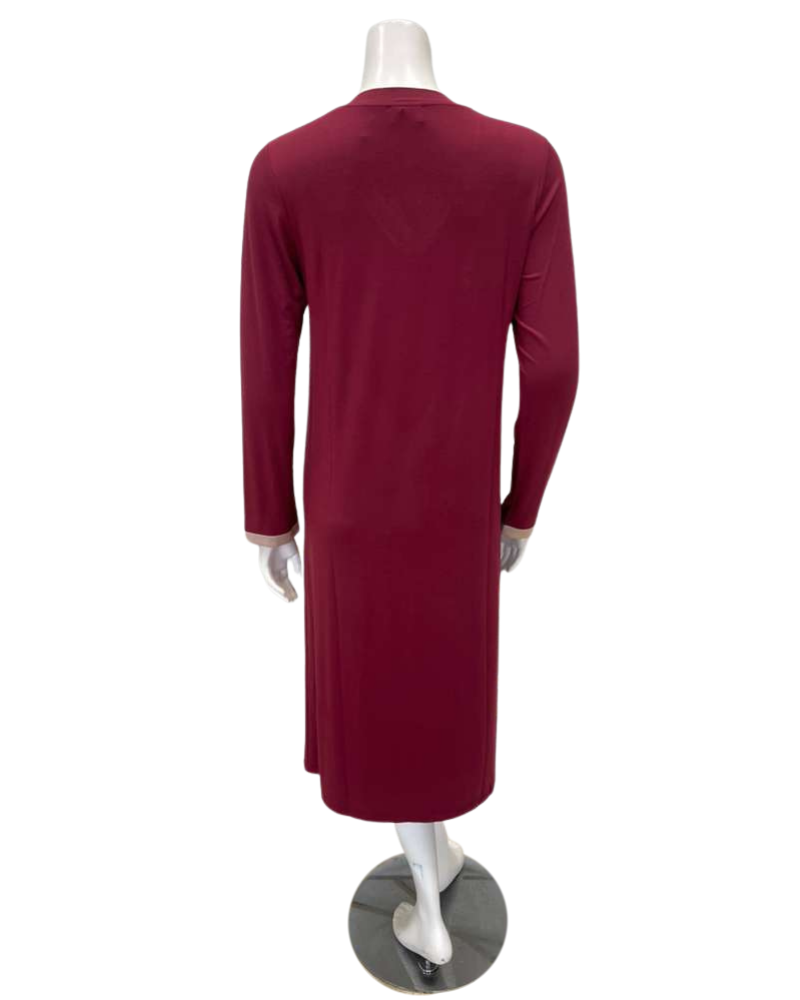 Iora Lingerie 25415C Burgundy V Neck Satin Trim Modal Nightshirt Myselflingerie.com