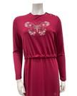 Pen-ky 11906 Burgundy Butterfly Stitch Cotton Blend Nursing Nightgown Myselflingerie.com