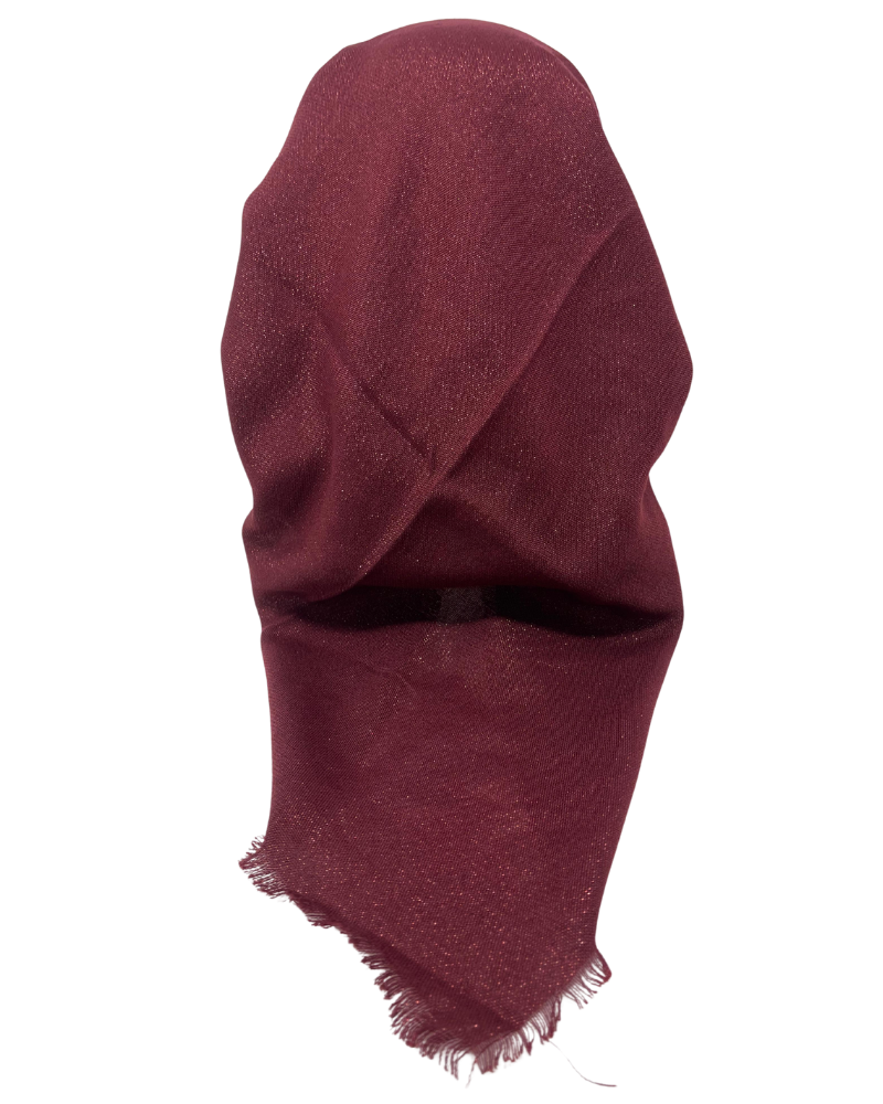 It's Younique OB-SHIM-MA Solid Maroon Shimmer Pre-Tied Open Back Bandanna with Velvet Grip Myselflingerie.com