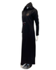 Chicolli LR6090 Black Utility Coverall Nursing Morning Robe Lounger with Hood Myselflingerie.com