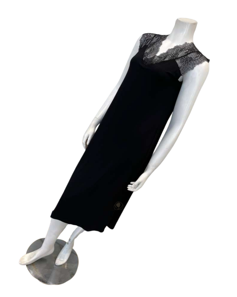 Oh! Zuza 4611 Black Sheer Lace Sleeveless Modal Nightshirt Myselflingerie.com