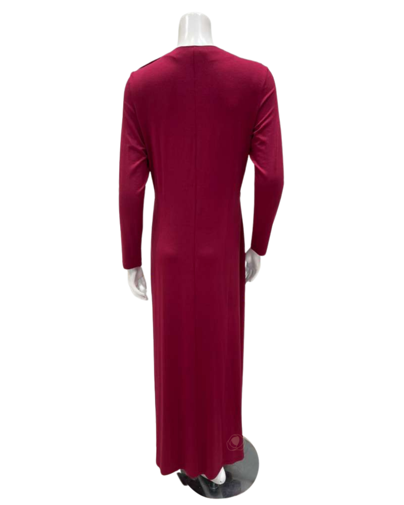 Pen-ky 11906 Burgundy Butterfly Stitch Cotton Blend Nursing Nightgown Myselflingerie.com