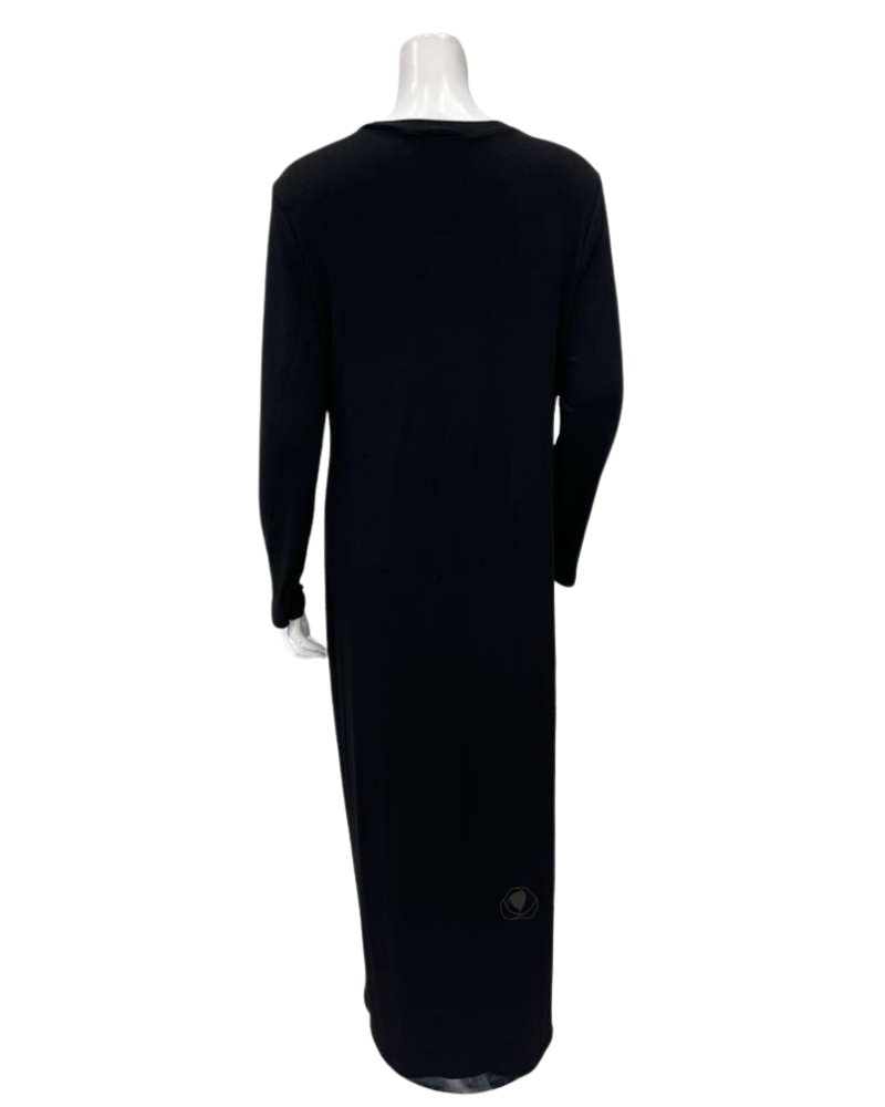 Angelice C-7684 &nbsp;Black with Royal Embroidery V Neck Ribbed Modal Nightgown Myselflingerie.com