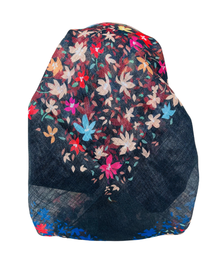 It's Younique OB-MINI-BLK Mini Flowers Black Shimmer Pre-Tied Open Back Bandanna with Velvet Grip Myselflingerie.com