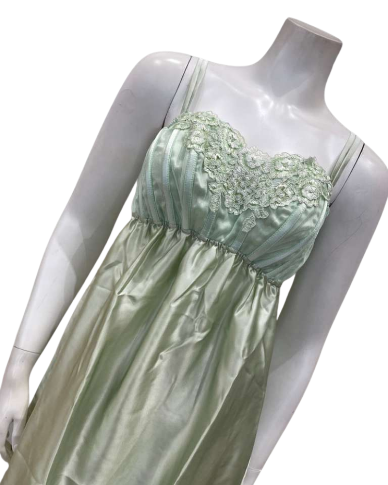 Isayes Lingerie 300351 + 180161 Mint Green Embroidered Chemise & Wrap Set Myselflingerie.com