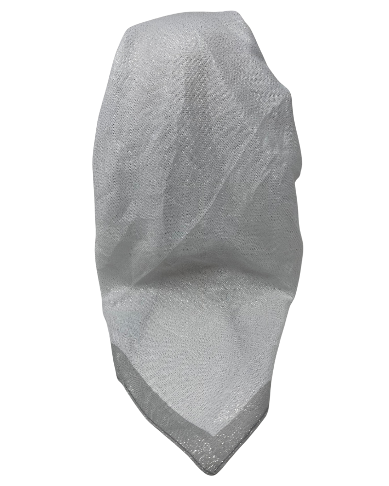 It's Younique OB-BOR-SI White Shimmer Silver Border Pre-Tied Open Back Bandanna with Velvet Grip Myselflingerie.com