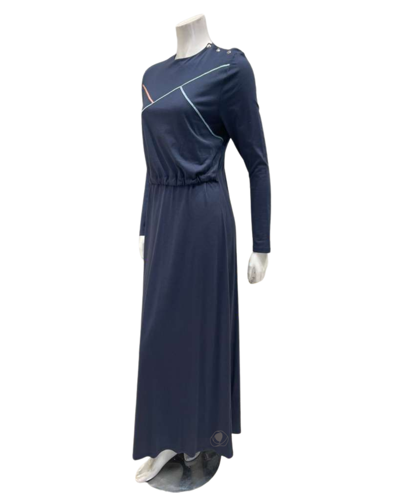 Pen-ky 11905 Blue Topstitch Trim Cotton Blend Nursing Nightgown Myselflingerie.com
